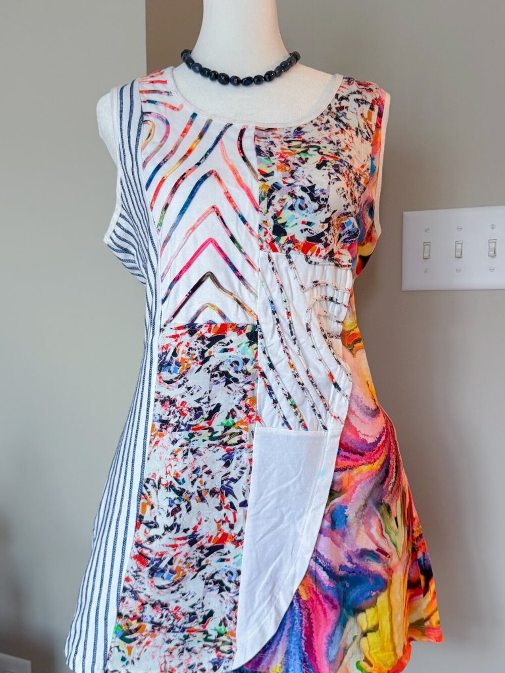 Parsley & Sage Sleeveless Patchwork Artsy Tunic Blouse/dress - Size M